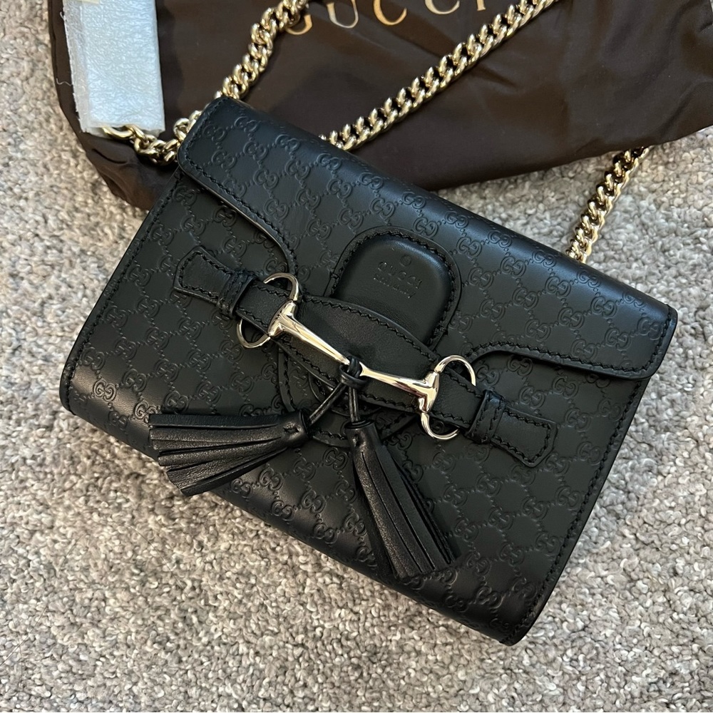 Gucci Emily crossbody bag NWT black - Picture 1 of 9